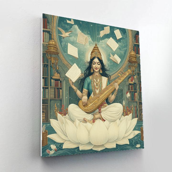 Saraswati And The Library Of Floating Manuscripts Number painting