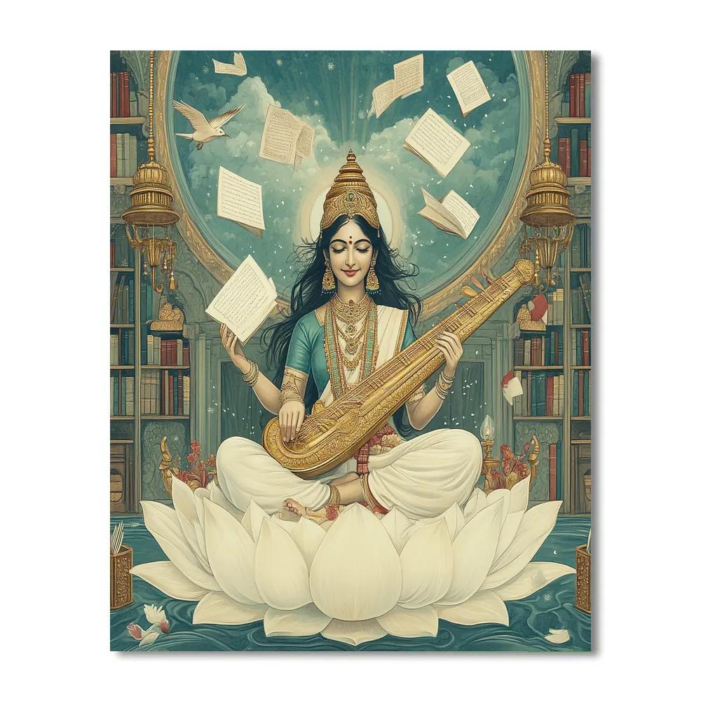 Saraswati And The Library Of Floating Manuscripts Number painting