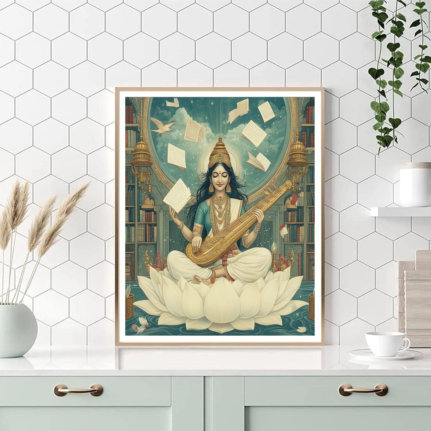 Saraswati And The Library Of Floating Manuscripts Number painting
