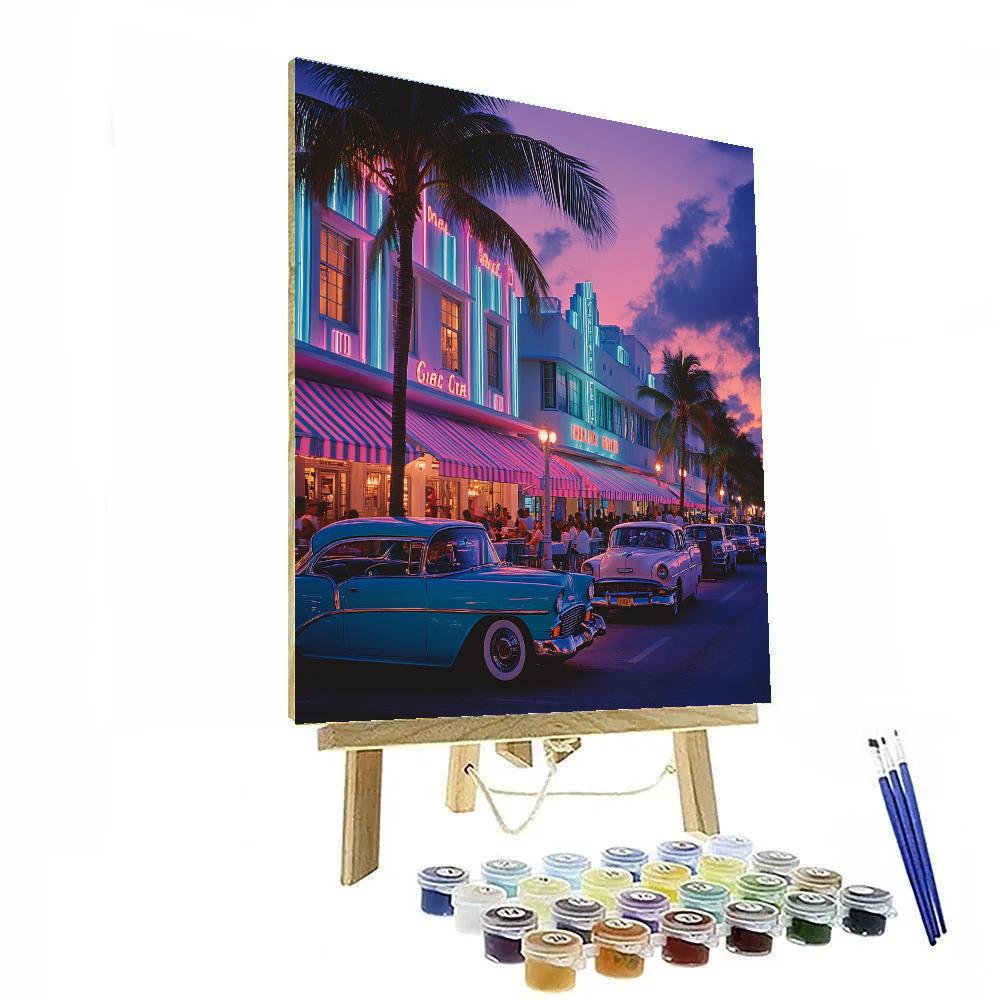 Art Deco Curves At Ocean Drive Miami Beach United States painting number kit