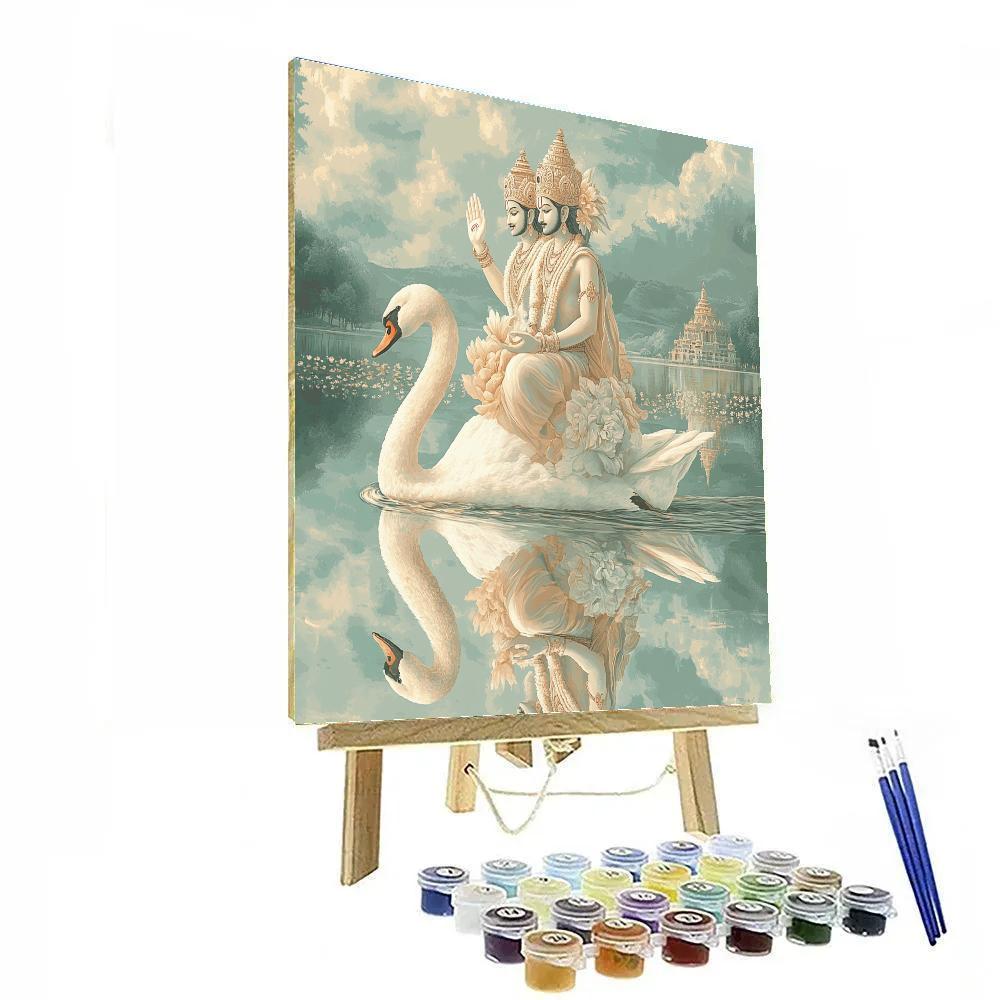 Brahma On The Swan Across A Mirror Lake paint by numbers