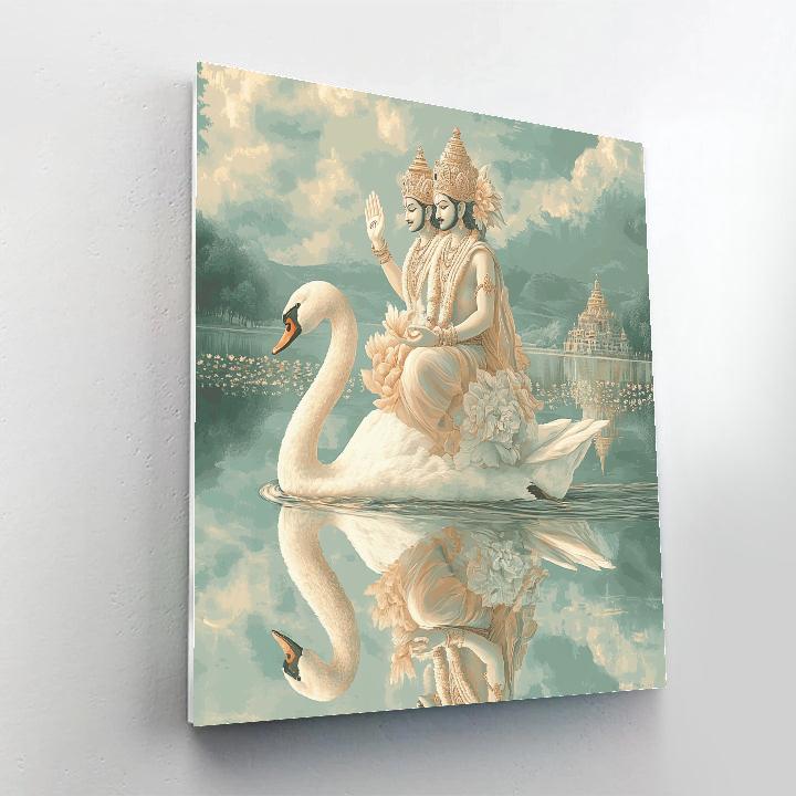 Brahma On The Swan Across A Mirror Lake paint by numbers