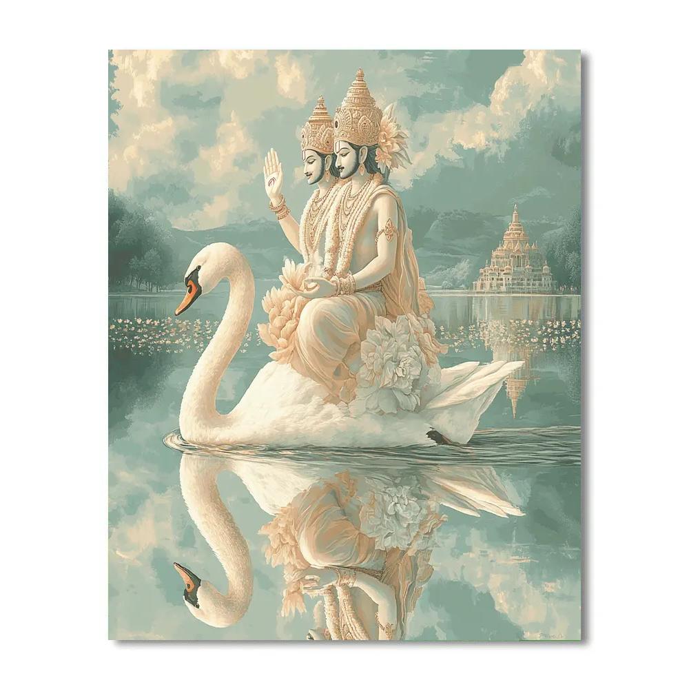 Brahma On The Swan Across A Mirror Lake paint by numbers