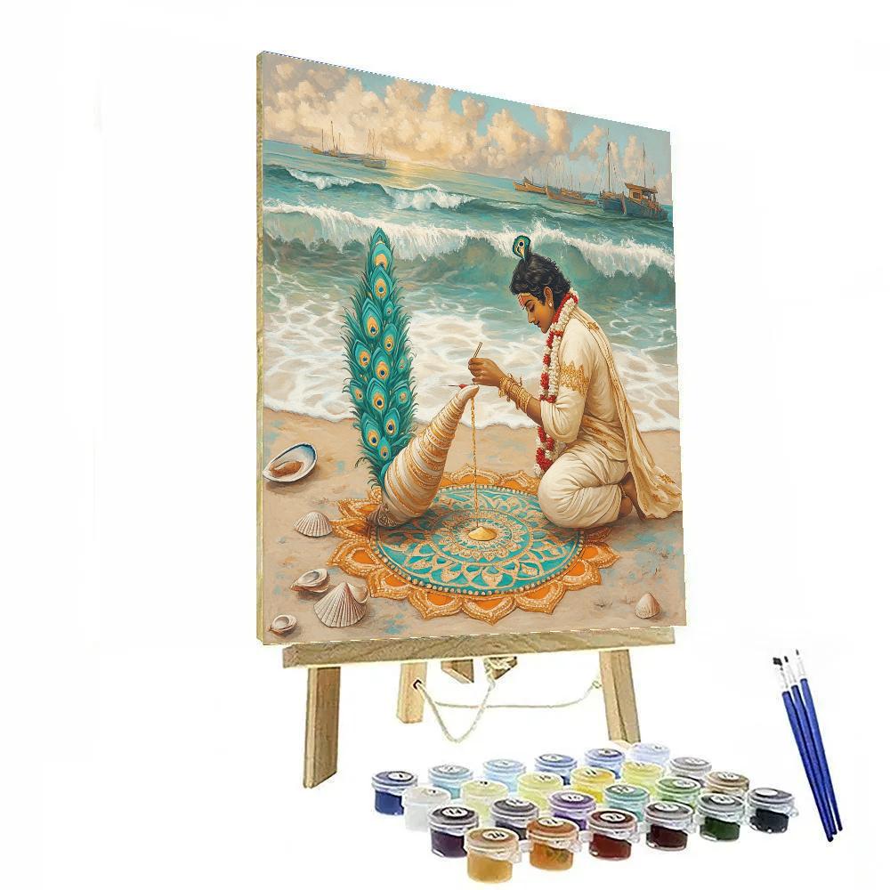 Krishna And The Sand Mandala Shoreline paint by color