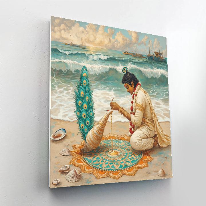 Krishna And The Sand Mandala Shoreline paint by color