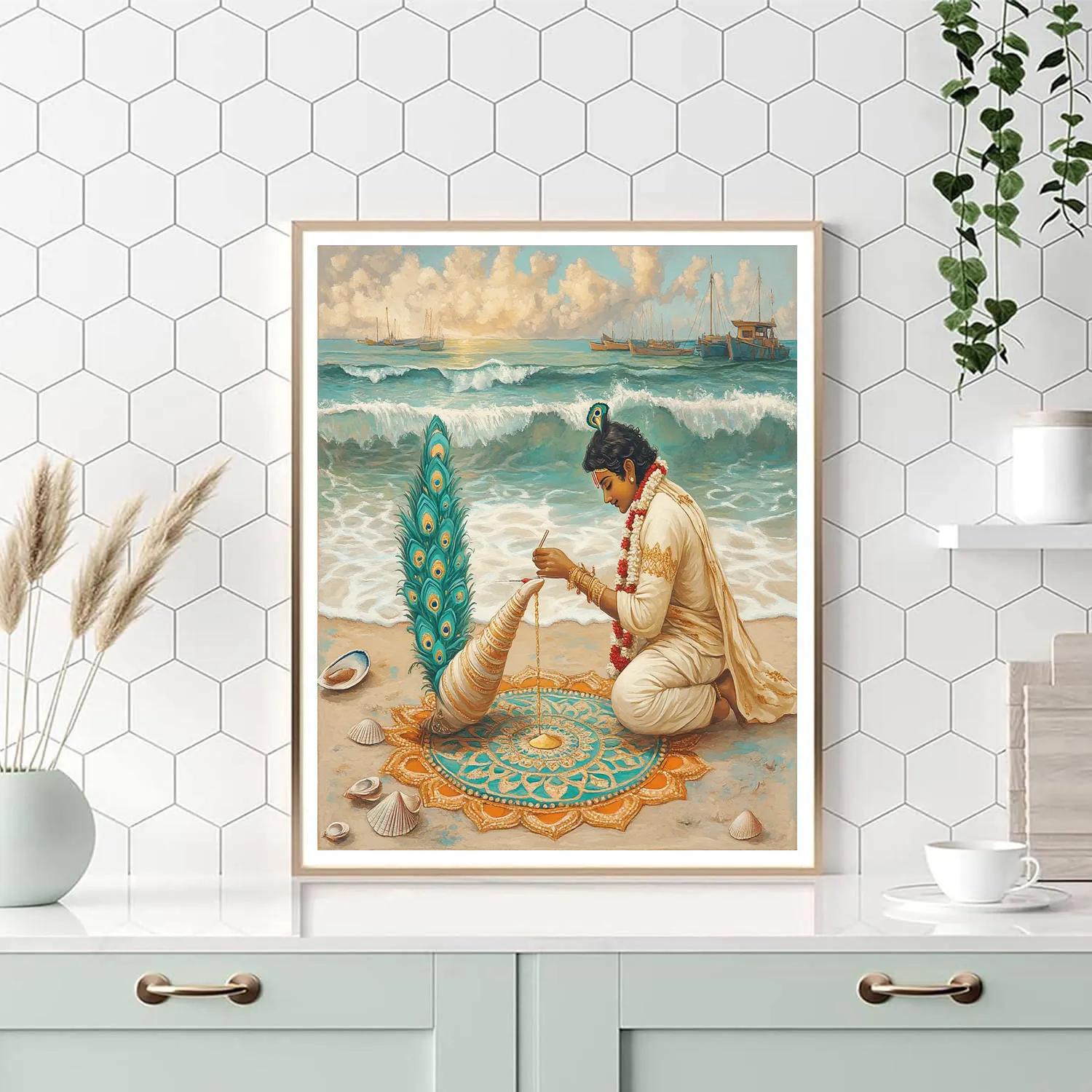 Krishna And The Sand Mandala Shoreline paint by color