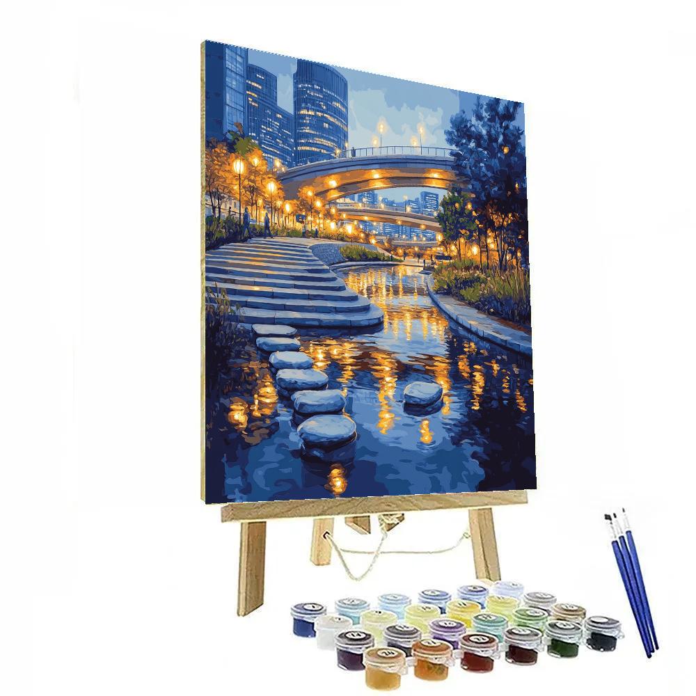 Riverside Stroll At Cheonggyecheon Stream Seoul South Korea paint by number