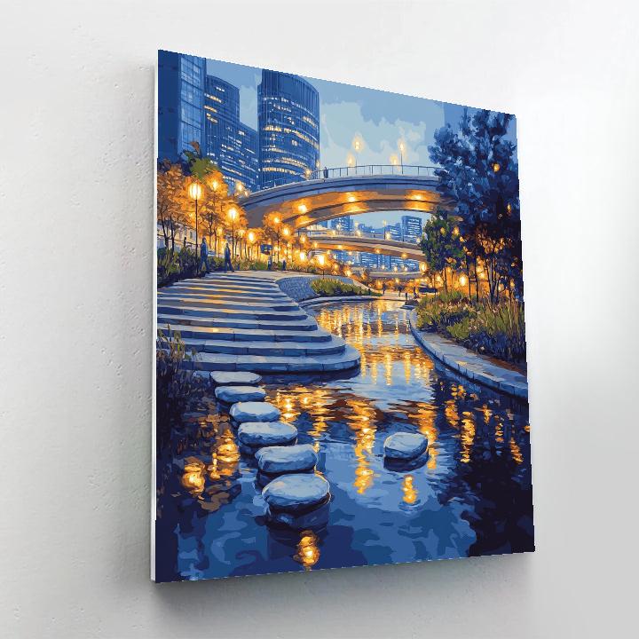 Riverside Stroll At Cheonggyecheon Stream Seoul South Korea paint by number