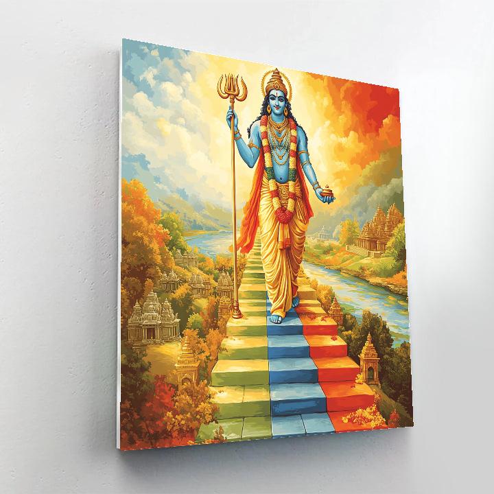 Vishnu At The Rainbow Bridge Of Dharma paint by color