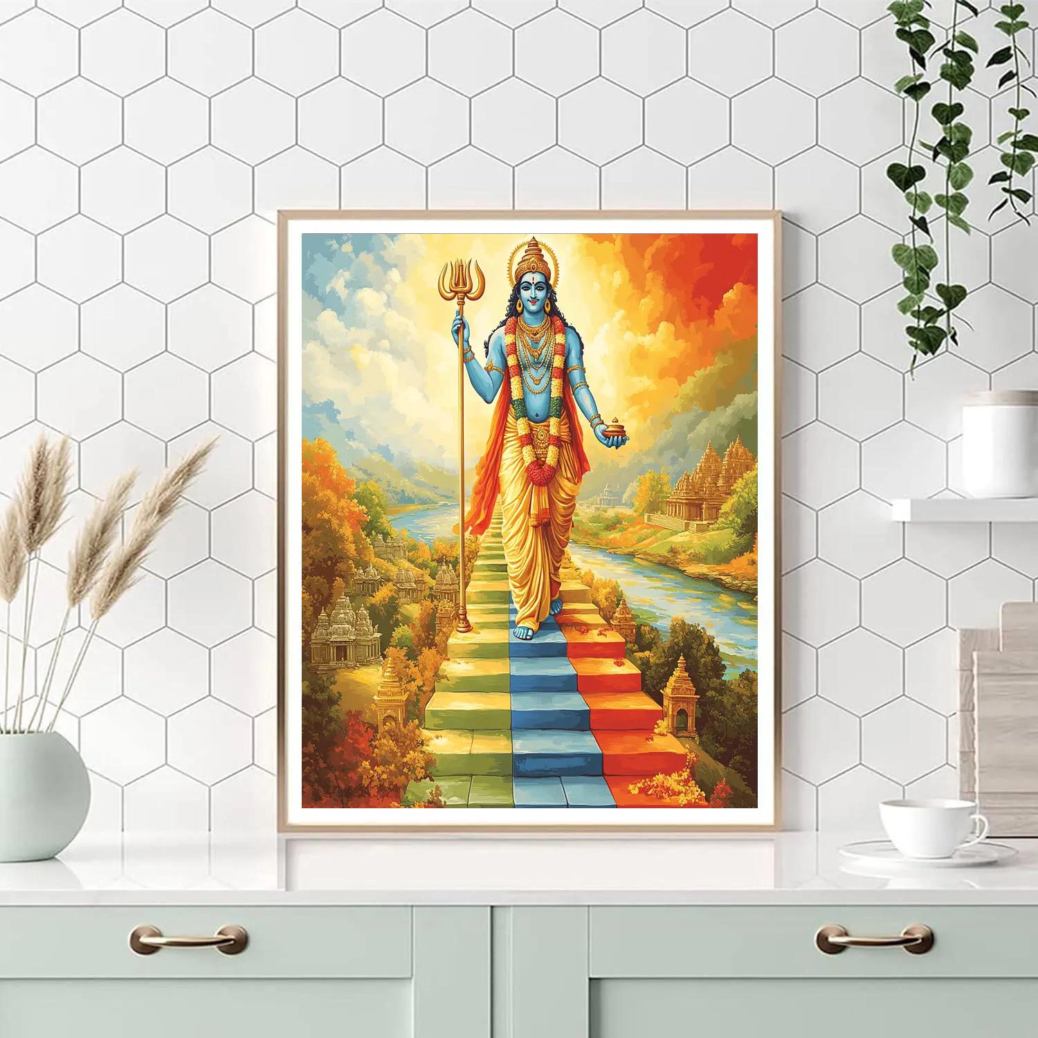Vishnu At The Rainbow Bridge Of Dharma paint by color