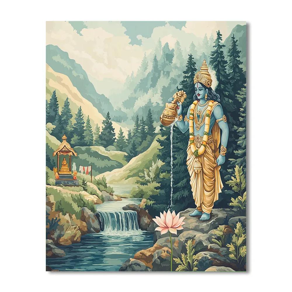 Vishnu Blessing A Mountain Spring Sanctuary DIY paint by numbers