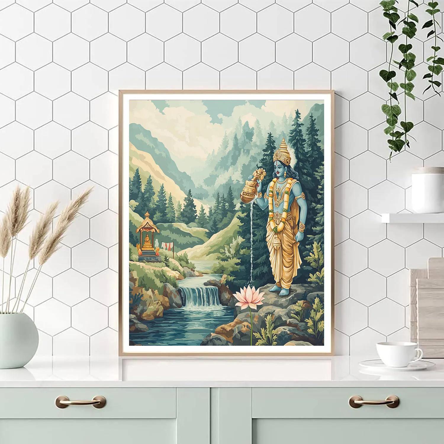 Vishnu Blessing A Mountain Spring Sanctuary DIY paint by numbers