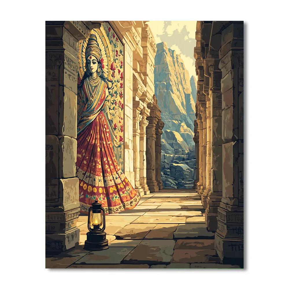 Temple Corridor With Parvati Mural Number painting