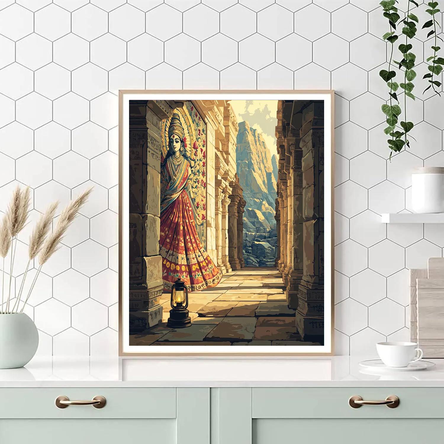 Temple Corridor With Parvati Mural Number painting