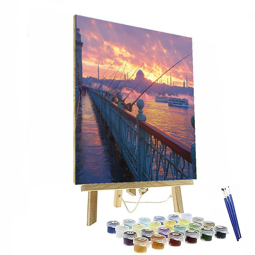Sunrise Over The Bosphorus From Galata Bridge Istanbul Turkey paint by numbers