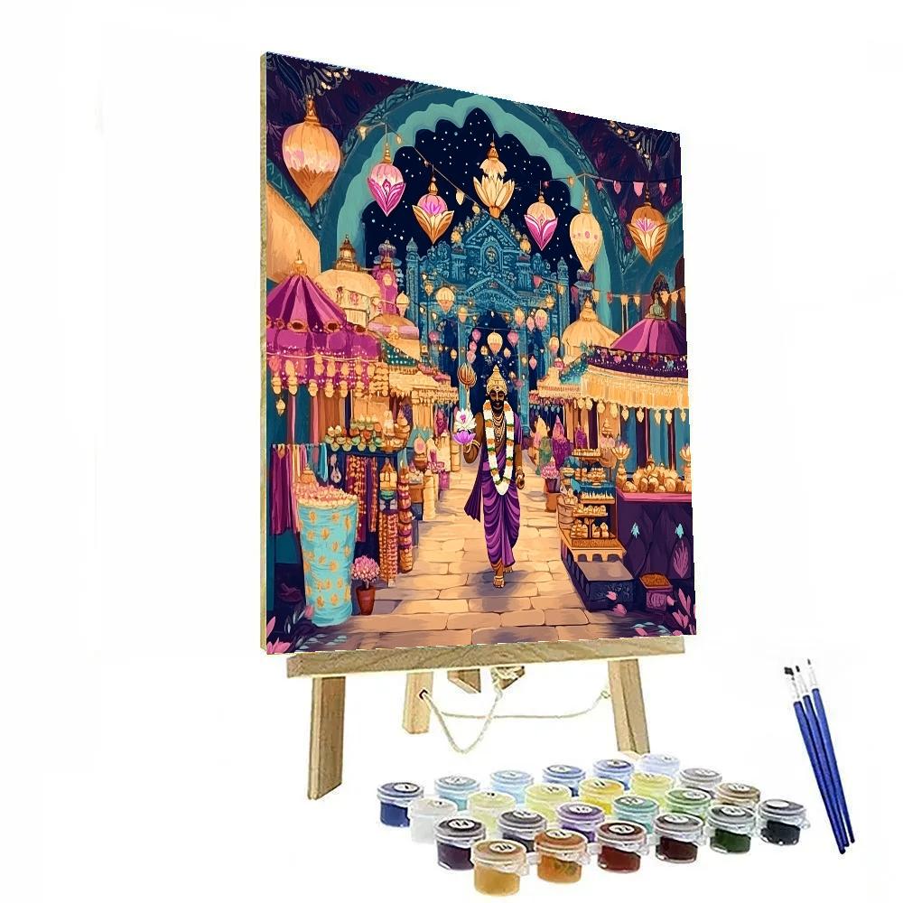 Vishnu And The Lanterns Of Vaikuntha Night Market paint by numbers