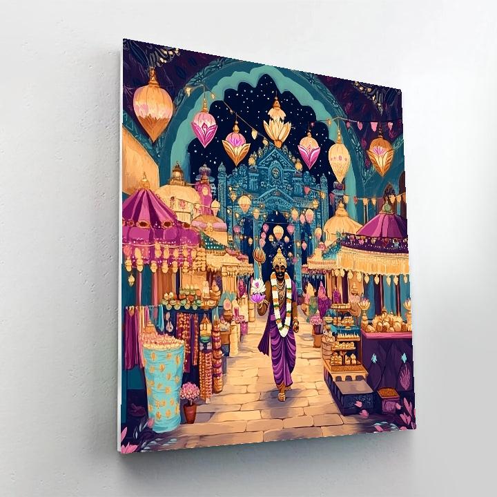 Vishnu And The Lanterns Of Vaikuntha Night Market paint by numbers