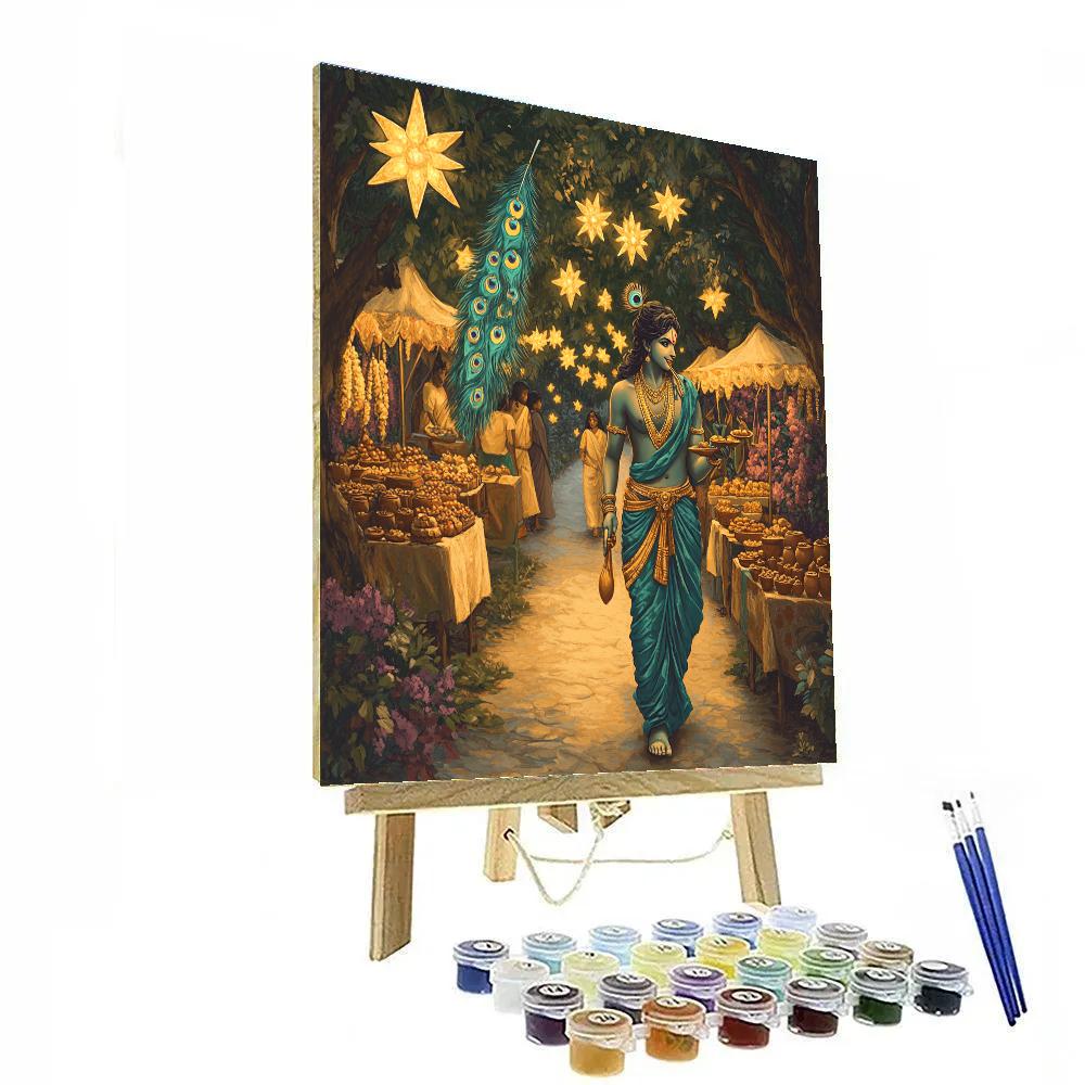 Krishna And The Star Fruit Orchard Night Market paint by numbers