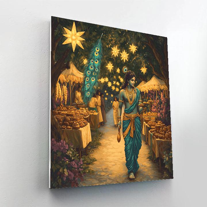Krishna And The Star Fruit Orchard Night Market paint by numbers
