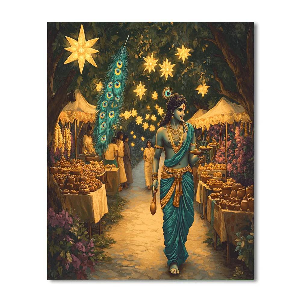Krishna And The Star Fruit Orchard Night Market paint by numbers