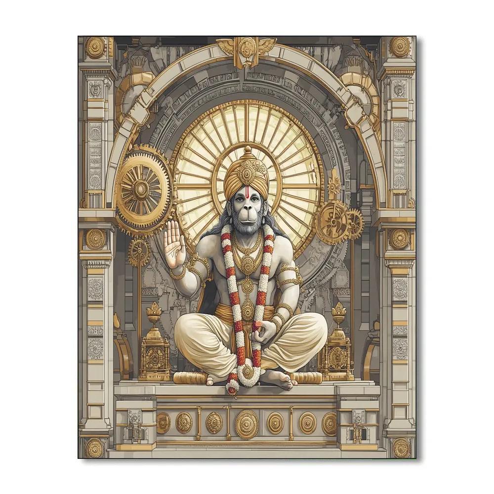 Clockwork Temple With Hanuman Sentinel Paint by numbers kits