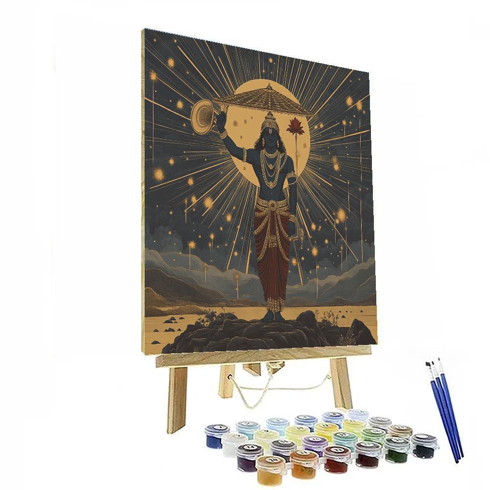Vishnu Facing The Storm Of Falling Meteors painting number kit