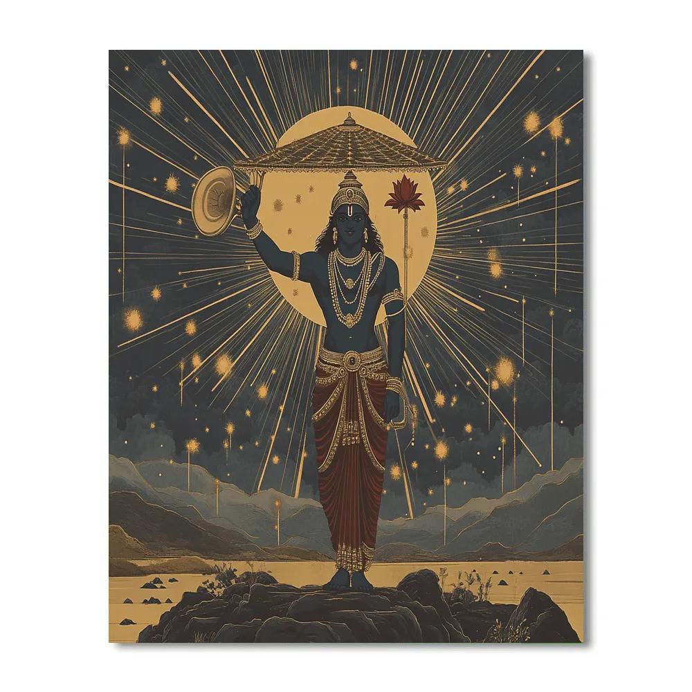 Vishnu Facing The Storm Of Falling Meteors painting number kit