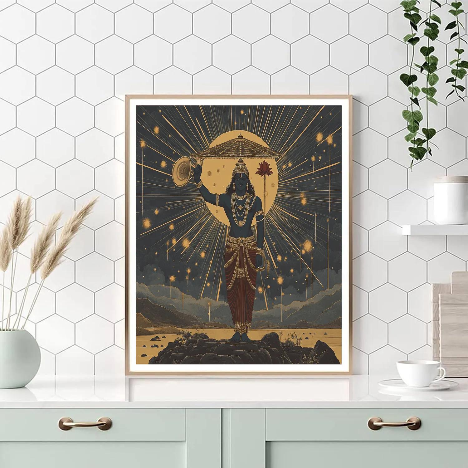 Vishnu Facing The Storm Of Falling Meteors painting number kit
