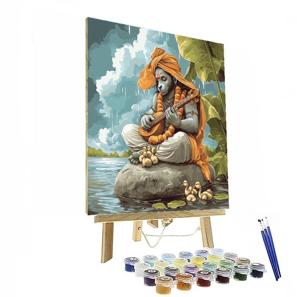 Riverbank Lullaby Hanuman In Monsoon DIY paint by numbers