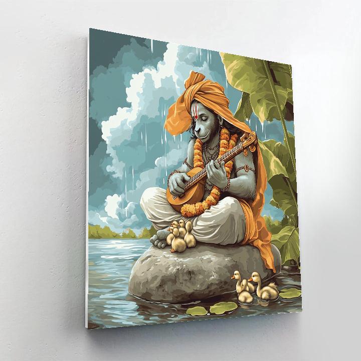 Riverbank Lullaby Hanuman In Monsoon DIY paint by numbers