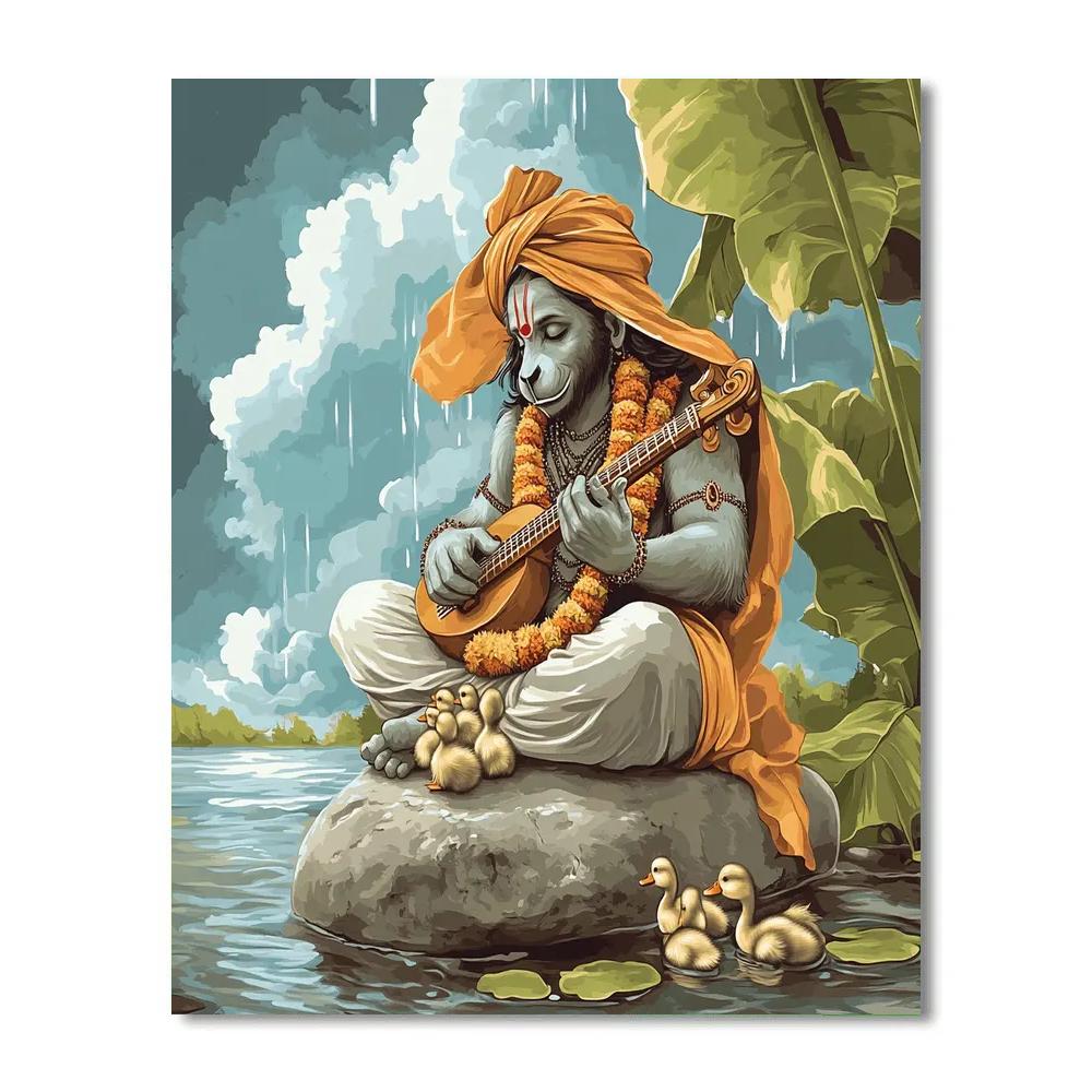 Riverbank Lullaby Hanuman In Monsoon DIY paint by numbers