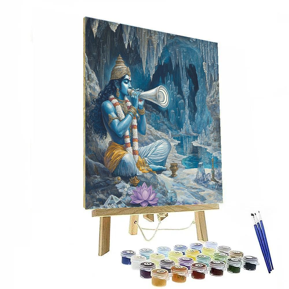 Vishnu In The Crystal Cave Of Resonant Conch Sound Painting by numbers kit
