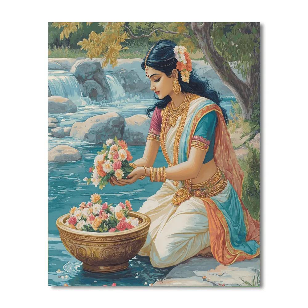 Riverside Offering Bowl, Parvati Present DIY paint by numbers