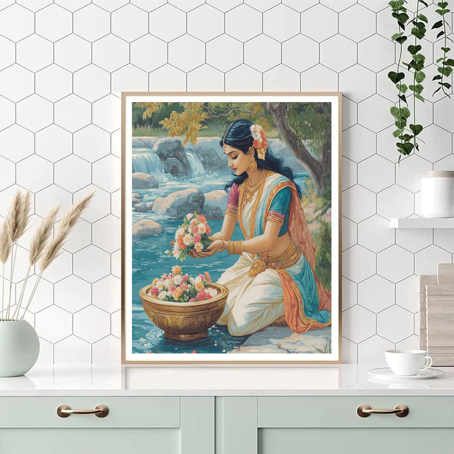 Riverside Offering Bowl, Parvati Present DIY paint by numbers