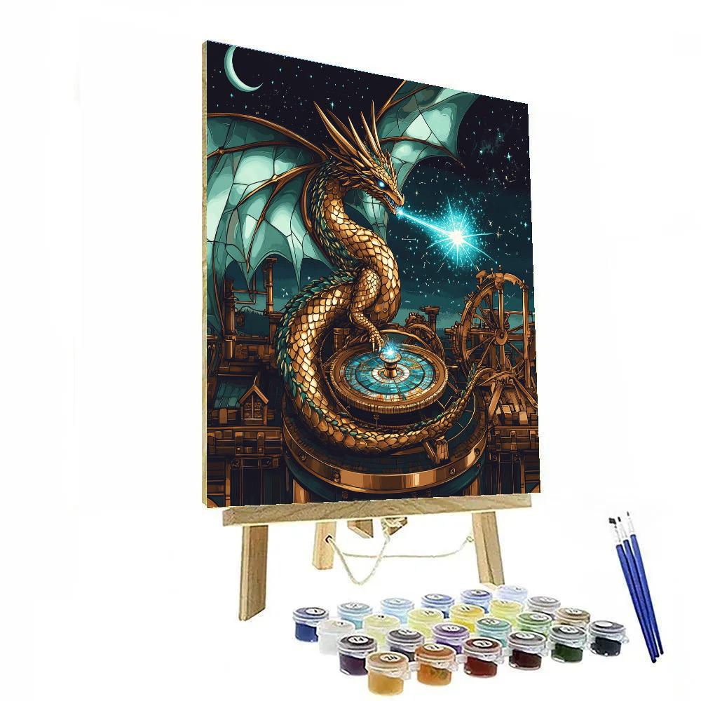 Clockwork Observatory Dragon paint by number
