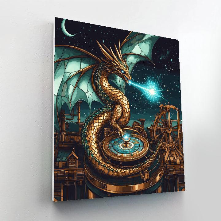 Clockwork Observatory Dragon paint by number