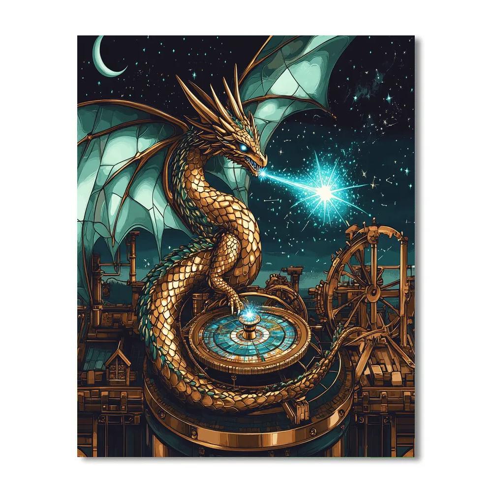 Clockwork Observatory Dragon paint by number