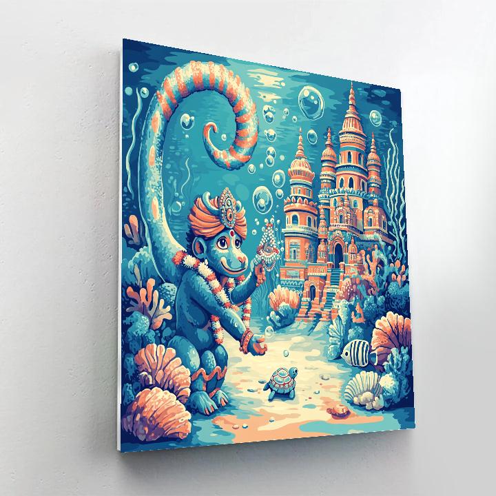Hanuman In Coral Palace Dive paint by numbers