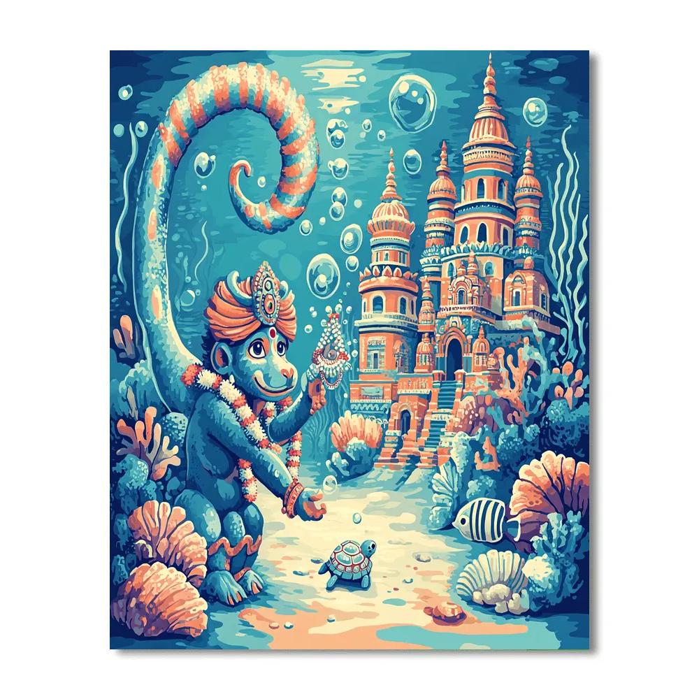 Hanuman In Coral Palace Dive paint by numbers