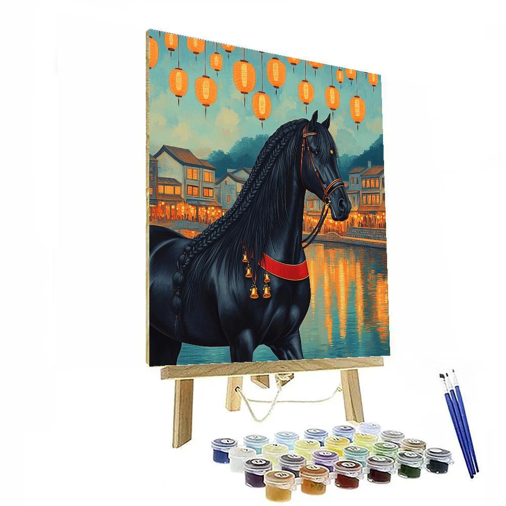 Lantern Festival Horse Silhouette Parade paint by numbers