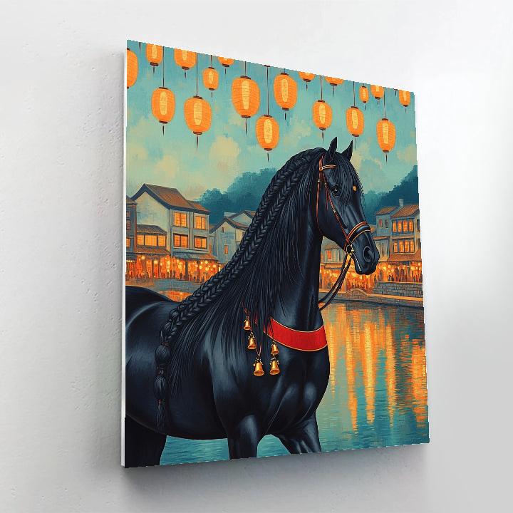 Lantern Festival Horse Silhouette Parade paint by numbers