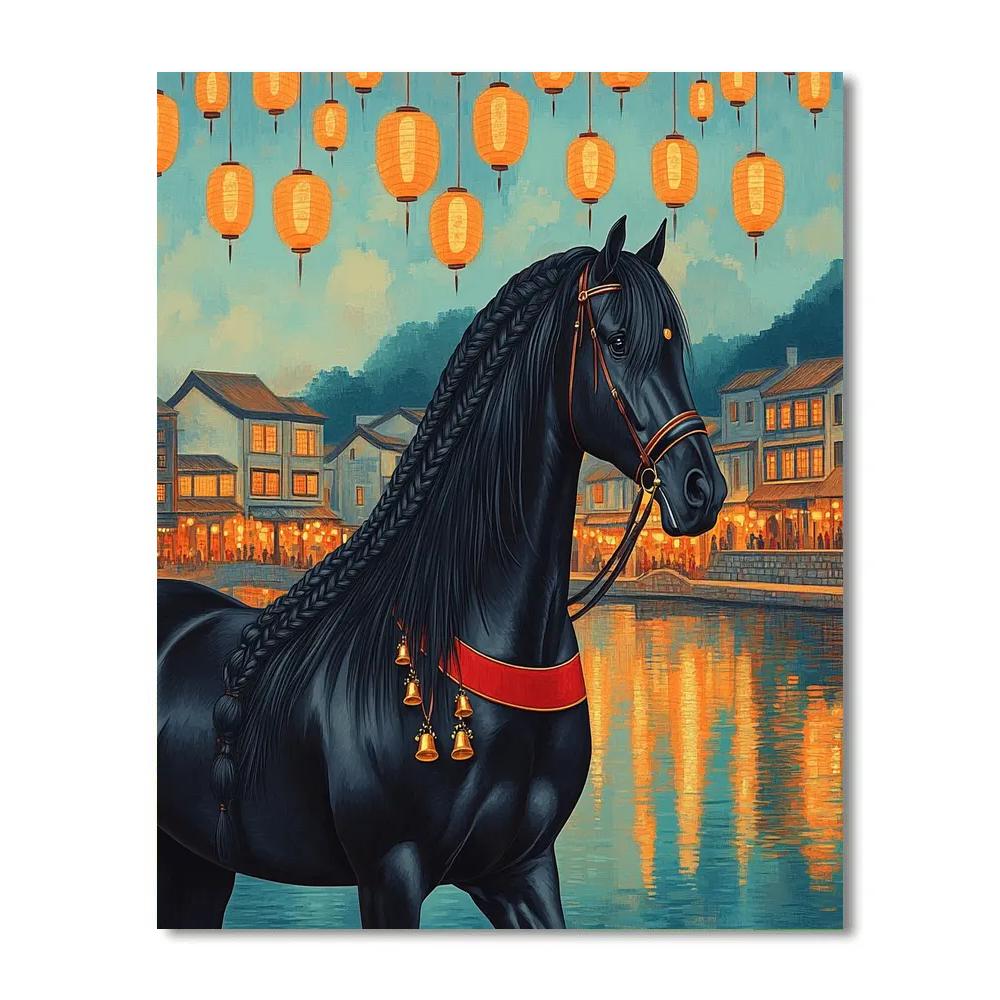 Lantern Festival Horse Silhouette Parade paint by numbers