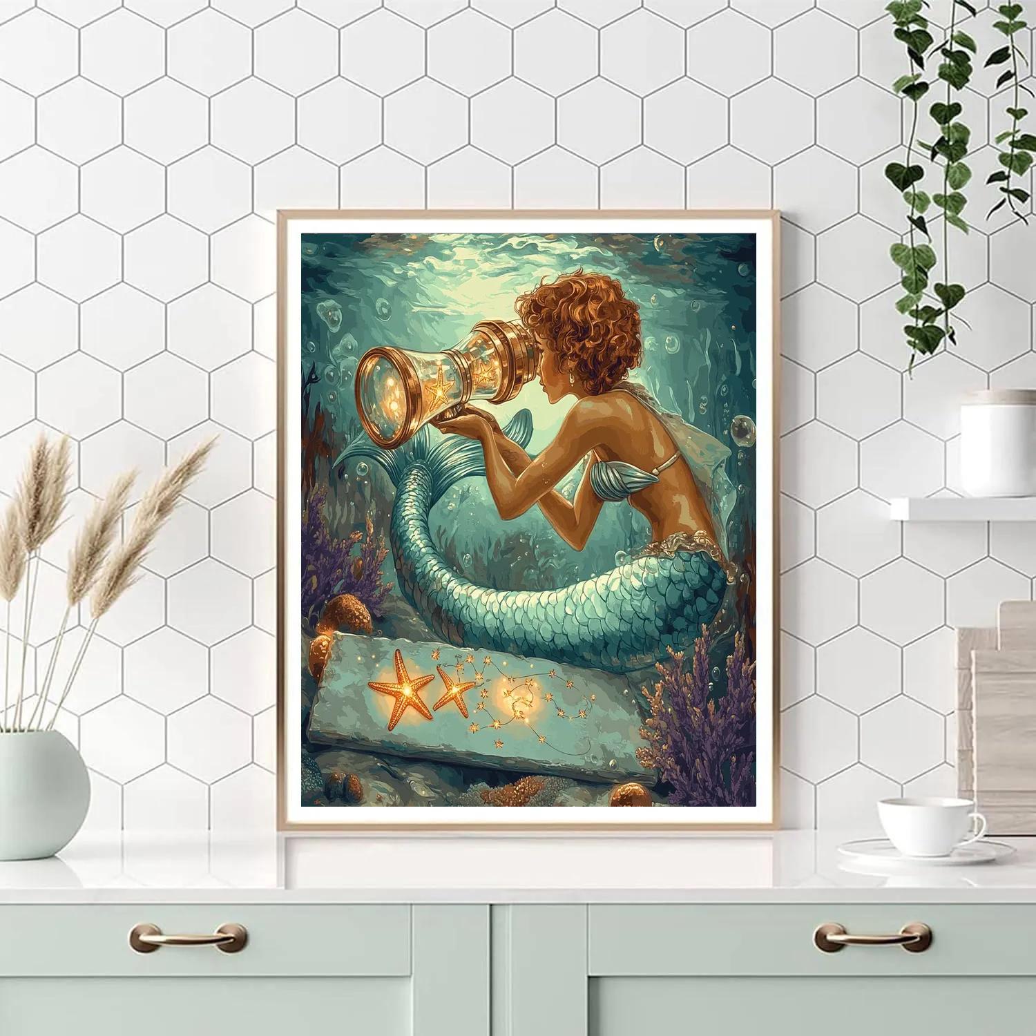 Glass Kelp Observatory Mermaid Paint by numbers kits