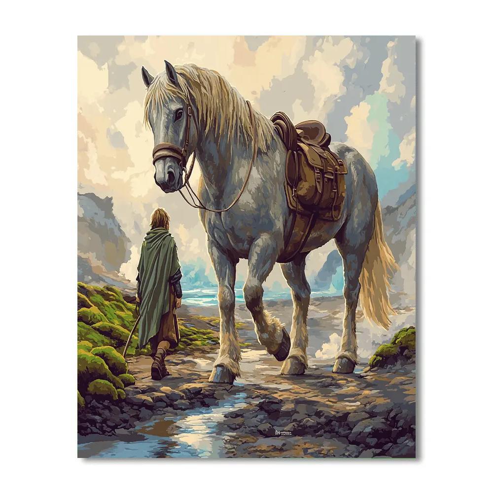 Highland Moss Trail With Horse Companion painting number kit