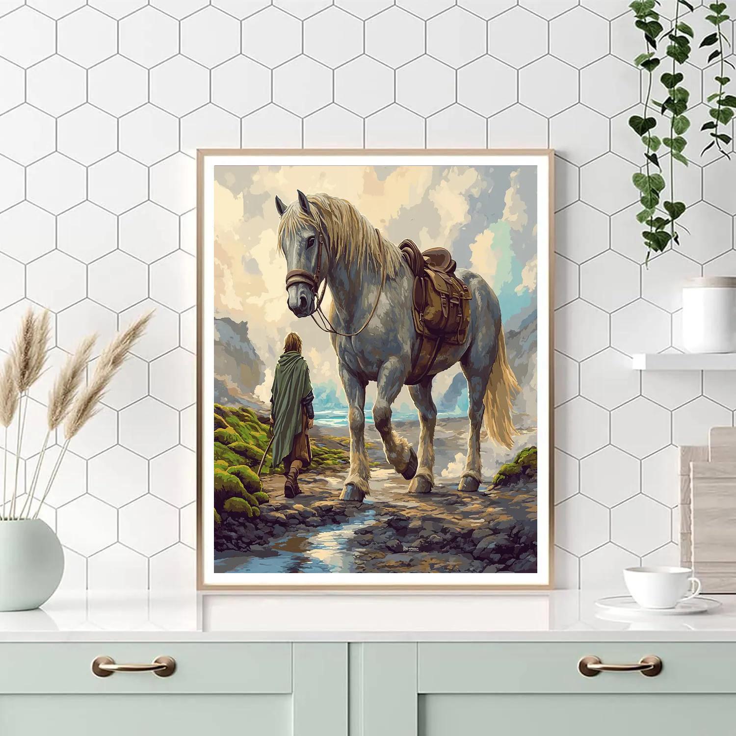 Highland Moss Trail With Horse Companion painting number kit