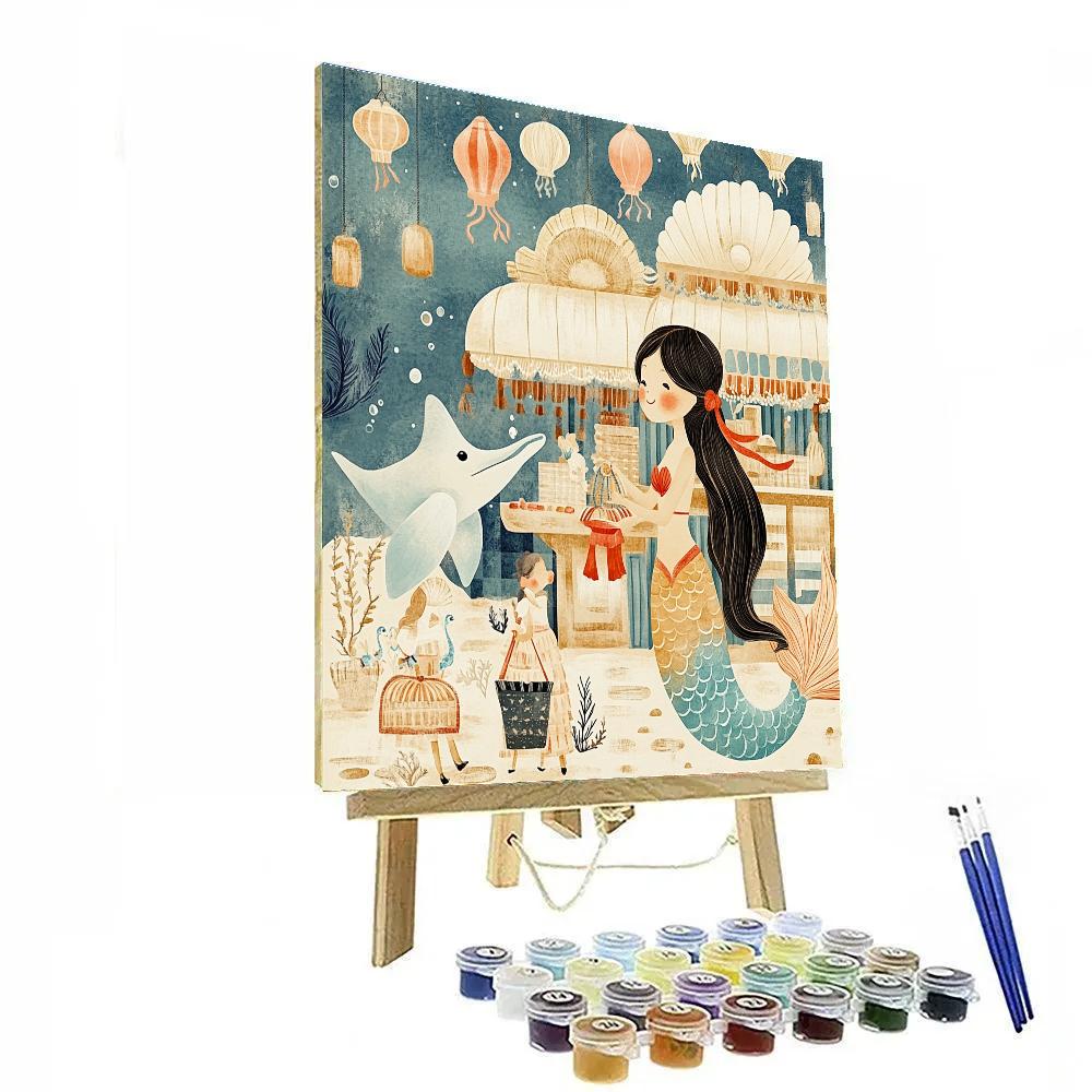 Pearl Exchange At The Mermaid Bazaar paint by color