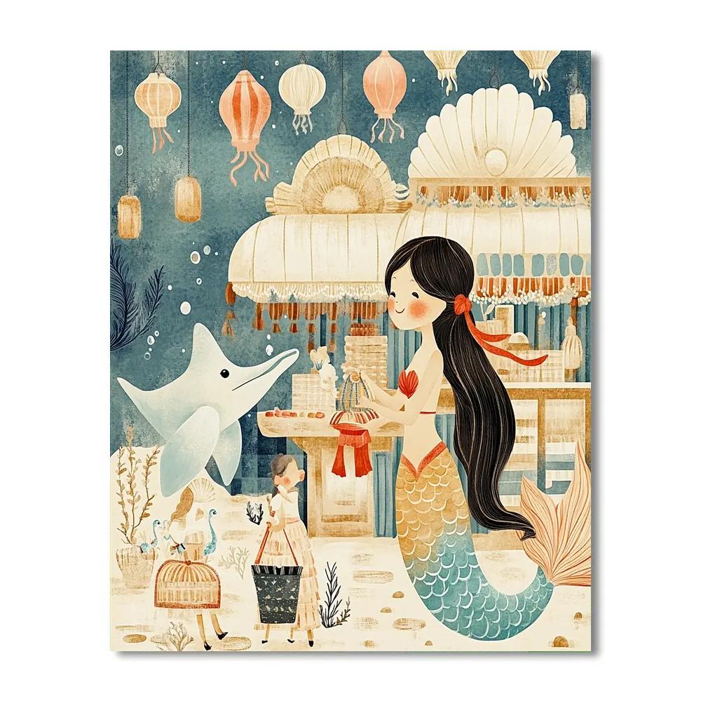 Pearl Exchange At The Mermaid Bazaar paint by color