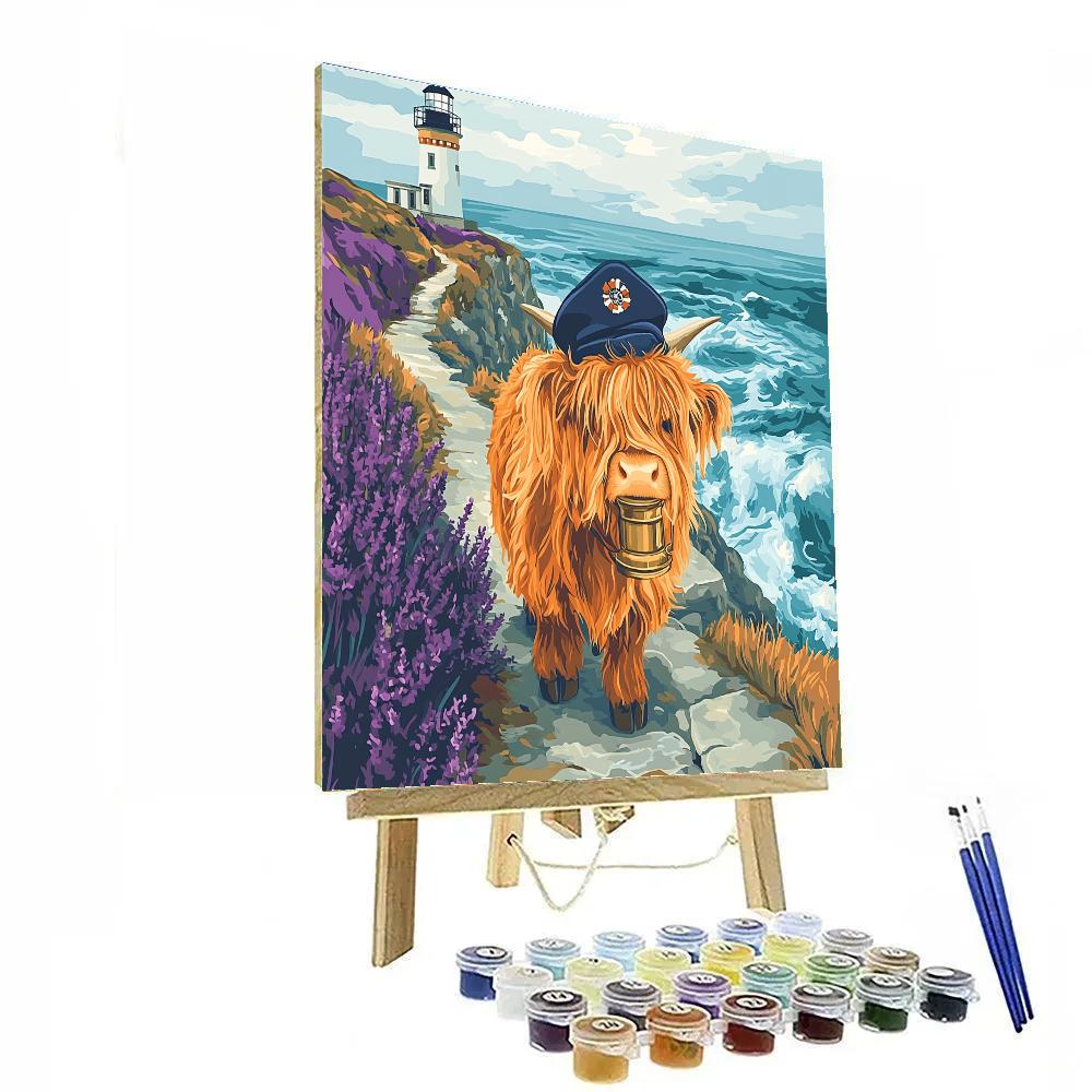 Highland Cow Lighthouse Keeper Paint by numbers art
