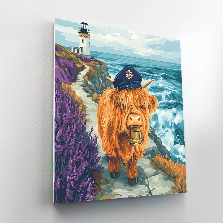 Highland Cow Lighthouse Keeper Paint by numbers art