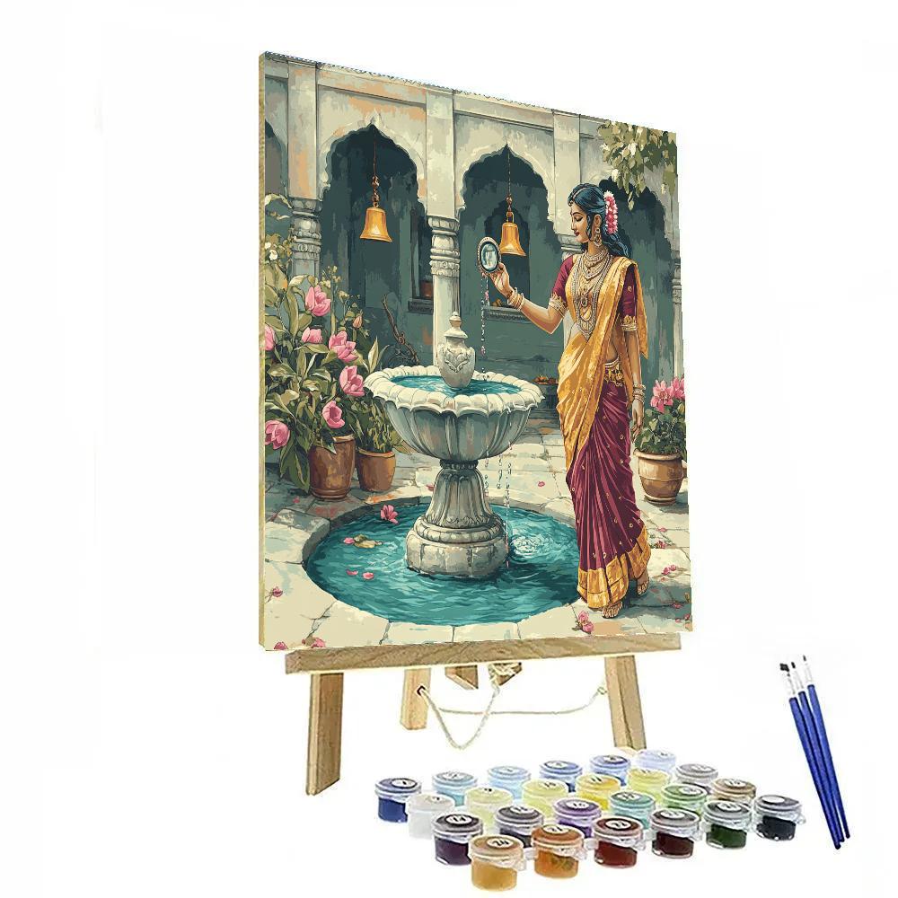 Courtyard Fountain, Parvati In Bloom Paint by numbers art